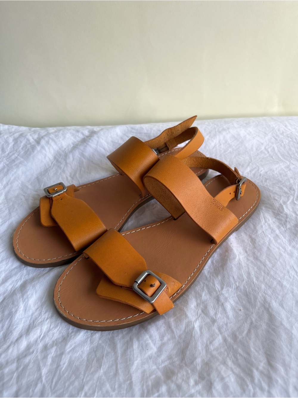 Madewell Sandals Sz 9.5 Women’s Orange Cognac Ankle Strap Sz 9.5 Barely Worn EUC